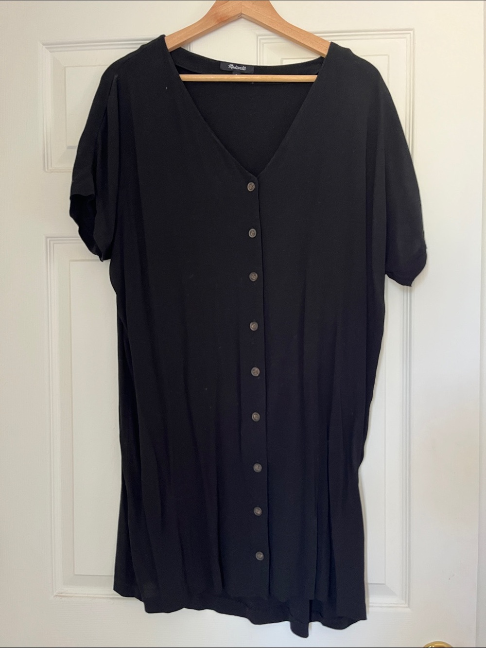 Madewell Black Button-Front V-Neck Dress